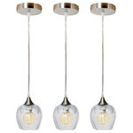 Unbranded - Apple/Leaf Hand Blown Clear Glass Pendant Brushed Nickel Finish, Pack of 3 - Apple/Leaf Hand Blown Glass Pendant Lights - pack of 3, Clear Glass. 72 inch long, Adjustable hard wire cord. Great for room with 8 ft./9 ft. ceiling height. UL Listed. Bulb not included. Easy-to-install. Caution: please read before purchase: each product is individually mouth-blown and hand finished by skilled craftsmen. Each product is therefore unique in its shape and coloring. Minor color and shape variations are possible. Breakage-proof package: we guarantee free replacement for any damaged product. Ideal to hang with Incandescent (40-Watt maximum) /LED (up to 150-Watt equivalent) bulb above kitchen island, table, entryway, hallway, bedroom, dining room, can be used in high and sloped ceiling.