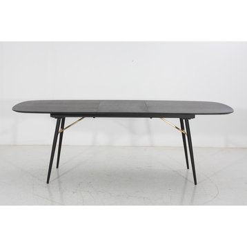 Modrest Billy Modern Black Oak and Gold Extendable Dining Table