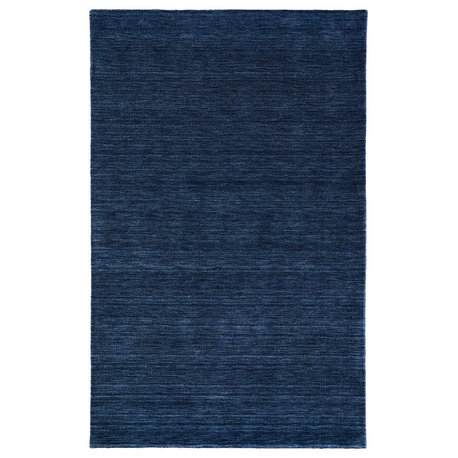 Weave & Wander Celano Contemporary Wool Rug, Dark Blue, 5'x8'