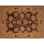 Bareens Designer Rugs - Antique Lavastone Low-Pile Ardis Red/Gold Wool Rug - 7'9'' x 9'7'' - An exhilarating oriental rug with distinctive motifs and wide-ranging pallet of warm colors, this antique vintage distressed low pile hand knotted masterpiece is a breath-taking addition to any decor. Featuring a soft low pile, showcasing the intricate design with an awe-inspiring color palette this masterpiece is known for its versatility, all vegetable dyes, and high knot count. Known for its artistic individuality, masterful construction, and enduring appeal this one-of-a-kind rug is an excellent addition to any d�cor.