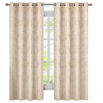 Bali 2PC Blackout Abstract Grommet Curtains, Beige, 108"x84"