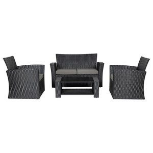 Gdf Studio 6 Piece Reddingto Outdoor 5 Seater Wicker V Shaped Sectional Sofa Set Tropical Outdoor Lounge Sets By Gdfstudio 215521 Houzz