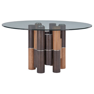 Modrest Greta Modern Glass and Walnut Dining Table