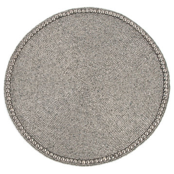 Glass Beaded Placemat (Set of 4), 15" x 15", Pewter, Round
