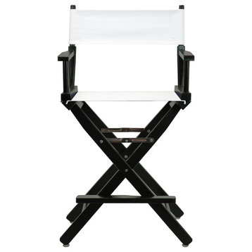 24" Director's Chair With Black Frame, White Canvas
