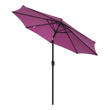 LAGarden 9' Crank Tilt Aluminum Patio Umbrella, Fuchsia