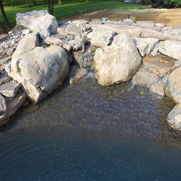 Natural Stone Waterfall in Swimming Pool