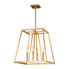 Feiss 4-Light Chandelier, Gilded Satin Brass
