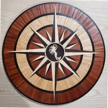 Mermaid Floor Medallion Compass Rose Inlay