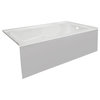PStark White Acrylic Contemporary Bathtub, Smooth Integral Skirt 72"x30", RH