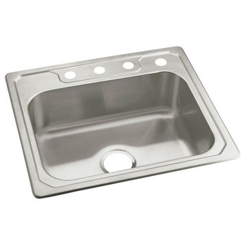 Middleton Self-Rimming 4-Hole Single Bowl Kitchen Sink, Stainless Steel, 25x22x8