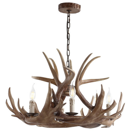 Eldora Adjustable Resin Antler 6-Light Chandelier, Width: 28.5"