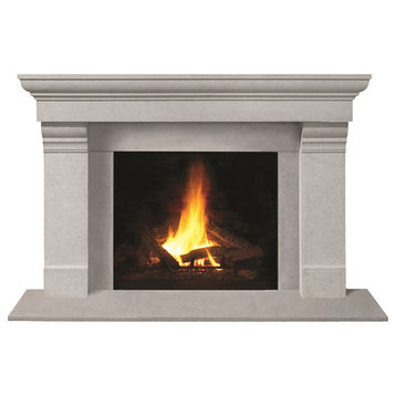 Fireplace Stone Mantel 1147.556 With Filler Panels, Natural, With Hearth Pad
