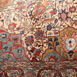 Restoration of this rare antique handmade silk and wool Persian carpet. - Floor Rugs