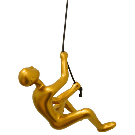 Climbing Man Wall Art, Gold