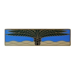 Inviting Home Inc. - Horizontal Royal Palm Pull, Antique-Style Brass-Periwinkle - Cabinet And Drawer Handle Pulls