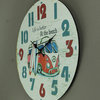 Weathered White Wood Vintage Surfer Bus Wall Clock