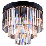 Gatsby Luminaires - Glass Fringe 9-Light Flushmount, Gray Iron, Clear, With LED Bulbs - Bring glamour to your home with this nine light stunning flushmount from Glass Fringe collection. Industrial style frame yet delicate and modern glass fringe options this stunning ceiling light will surely update your decor