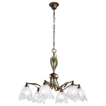 Linda 552 Chandelier, Rust Brown and Green, Grit Amber