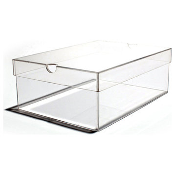 OnDisplay Luxury Acrylic Shoe Box - Clear Lucite Shoebox with Lid (Long)