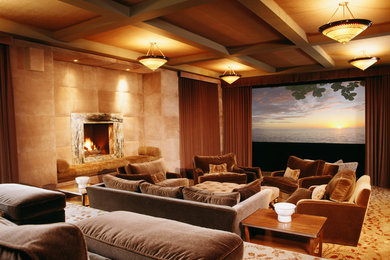 Inspiration for a timeless home theater remodel in Los Angeles