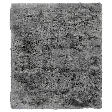 Sheepskin Shag New Zealand Wool Gray Area Rug, 8'x11'