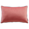 Modway Accentuate 15" x 23" Lumbar Velvet Throw Pillow in Blossom Pink/Navy