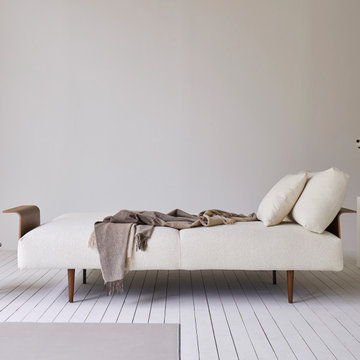 Frode Styletto Dark Wood Sofa Bed with Walnut Arms by Innovation Living