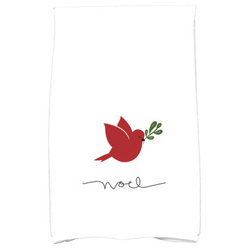 Noel Bird Holiday Animal Print Kitchen Towel, Red