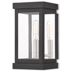 Livex Lighting - Livex Lighting 20701-04 Hopewell - 9" One Light Outdoor Wall Lantern - The design of the Hopewell outdoor wall lantern giHopewell 9" One Ligh Black Clear Glass *UL: Suitable for wet locations Energy Star Qualified: n/a ADA Certified: n/a  *Number of Lights: Lamp: 1-*Wattage:60w Candelabra Base bulb(s) *Bulb Included:No *Bulb Type:Candelabra Base *Finish Type:Black