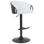 Armen Living - Montego Adjustable Barstool, Black With Snow White Faux Leather - Elevate your entertaining experience with the Montego Adjustable Swivel Barstool, a sleek and modern seating solution designed to deliver comfort, flexibility, and bold style. Perfect for kitchen islands, home bars, or high-top tables, this barstool features a gracefully curved low-profile backrest and generously cushioned seat, fully upholstered in high-quality faux leather for a smooth and supportive feel. The Montego's 360-degree swivel function and easy-to-use gas lift mechanism let you adjust the seat height effortlessly, offering a custom fit for both counter and bar heights. A smooth powder-coated pedestal base in matte black adds durability, while the curved footrest provides added stability and comfort while seated. Designed to make a statement, this barstool blends effortlessly with both minimalist and industrial-inspired interiors. The combination of sculptural lines and tailored upholstery creates a refined look that feels right at home in any modern space. Whether you prefer the timeless elegance of Black or the fresh sophistication of Snow White faux leather, Montego offers a look to complement your style. Available in: Black Faux Leather with Black Powder Coated Finish and Snow White Faux Leather with Black Powder Coated Finish. Upgrade your seating game with the Montego ' where clean lines, comfort, and versatility come together to create a modern classic.