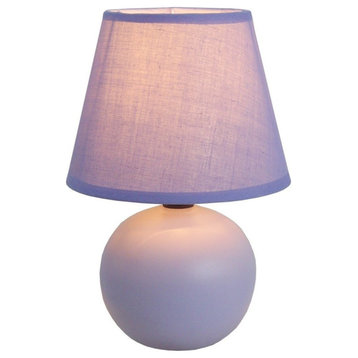 Simple Designs Mini Ceramic Globe Table Lamp, Purple