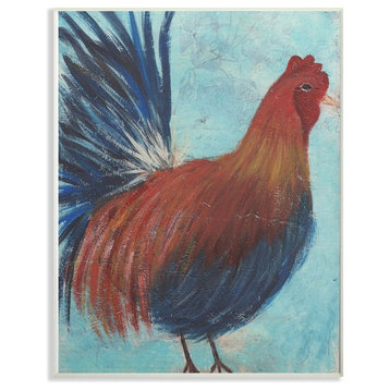 Stupell Ind. Rooster Painting Distressed Surface Wall Art, 13" X 19", Wood Plaqu