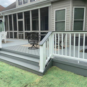 Stone Ash TimberTech deck with Drink Rail & Aluminum Spindles in Westmont, IL
