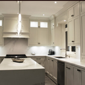 Off white and gray, transitional kitchen. Richmond Hill 2017
