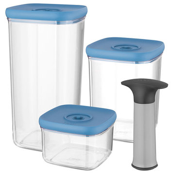 Leo Vacuum Food Container Set (4x), Blue