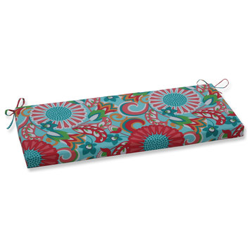 Outdoor/Indoor Sophia Turquoise/Coral Bench Cushion