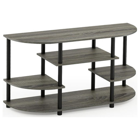 Furinno JAYA 15116 Simple Design Corner TV Stand, French Oak Grey/Black