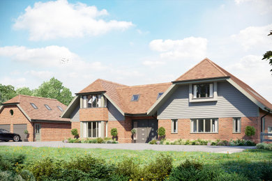 Design ideas for a contemporary house exterior in Oxfordshire.