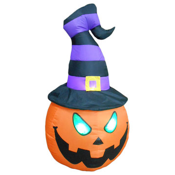 Pumpkin With Witch Hat, 4'