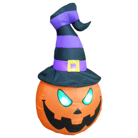 Pumpkin With Witch Hat, 4'