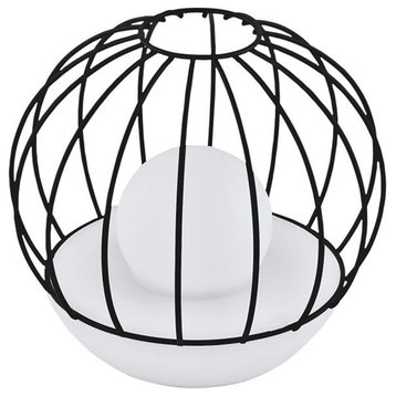 Solar 1-Light Integrated LED Outdoor Table Lamp, Black Finish, White Shade