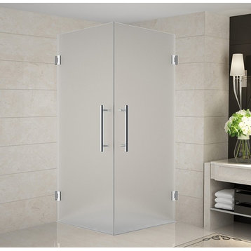 Vanora 30"x30"x72" Completely Frameless DualDoor Shower Enclosure Frosted Chrome