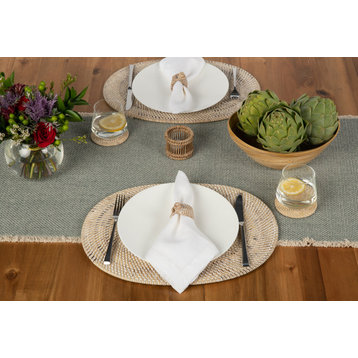 Loma Oval Rattan Placemat, Set of 2 Pieces, Latte