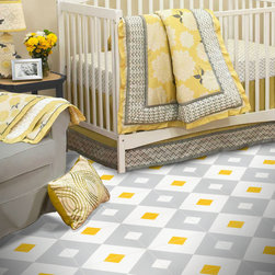 Moroccan Mosaic & Tile House - 8"x8" Jadida Handmade Cement Tile, Yellow/Gray, Set of 12 - Wall And Floor Tile
