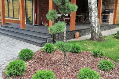 Свежая идея для дизайна: участок и сад среднего размера на заднем дворе в современном стиле с полуденной тенью - отличное фото интерьера