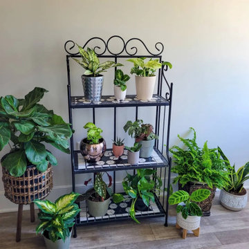 vidaXL Plant Stand Display Black White Mosaic Pattern