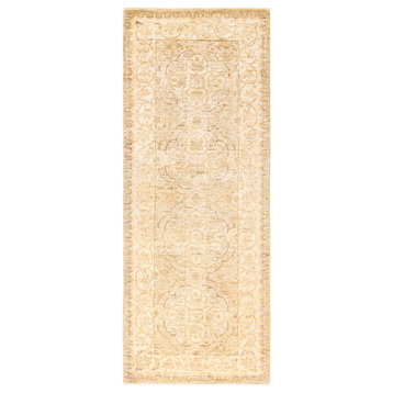 Eclectic, One-of-a-Kind Hand-Knotted Area Rug Ivory, 2'6"x6'4"