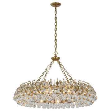 Bellvale Large Ring Chandelier in Hand-Rubbed Antique Brass with Crystal
