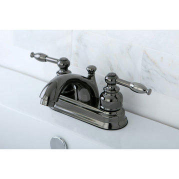 Kingston 4" Centerset Bathroom Faucet w/Retail Pop-Up, Black Stainless Steel